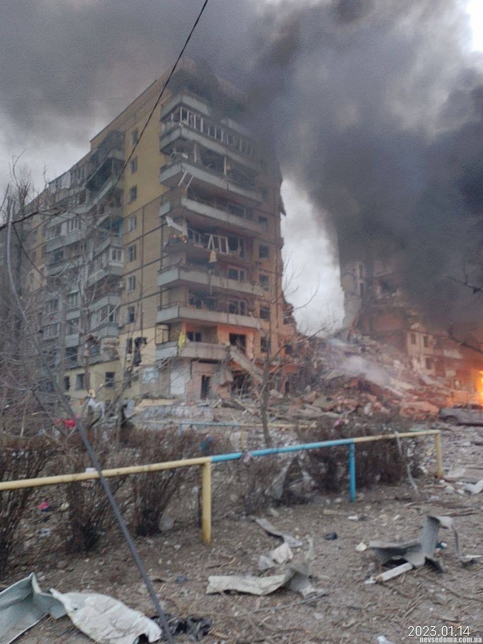 A Russian rocket hit a high-rise building in the Dnieper